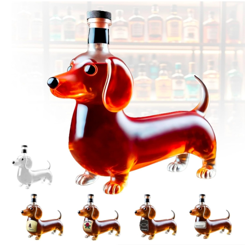 Glass Decanter Whiskey - Garrafa de uísque para cachorro Dachshund,