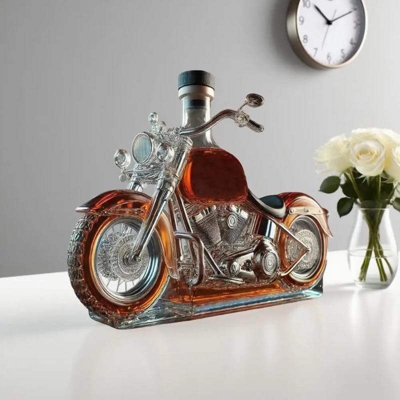 Glass Decanter Whiskey - Decantador de Whisky Estilo Motocicleta, Garrafa