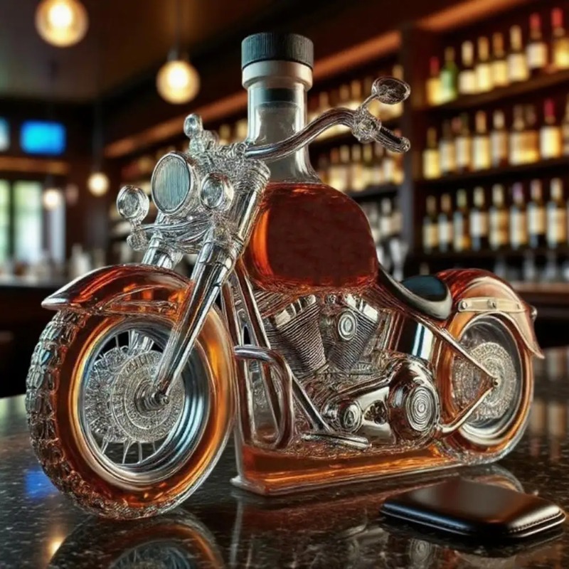 Glass Decanter Whiskey - Decantador de Whisky Estilo Motocicleta, Garrafa