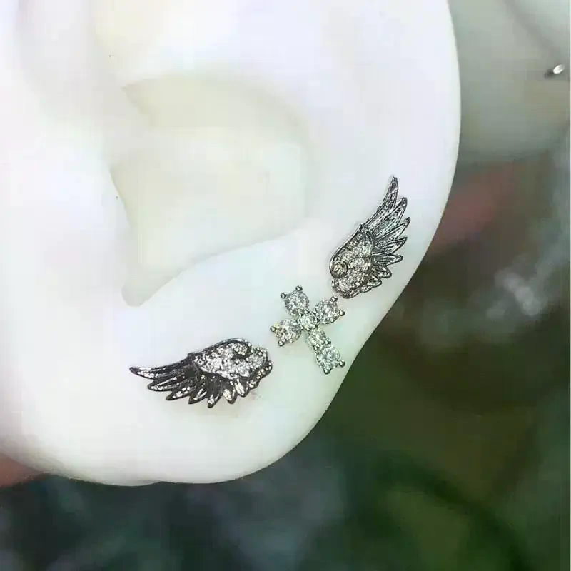 Luxury Lifestyle Jewelry - Brincos de Asas de Anjo Cruzados,