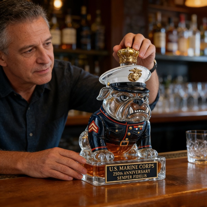 Glass Decanter Whiskey - Decantador de Uísque Bulldog do Corpo