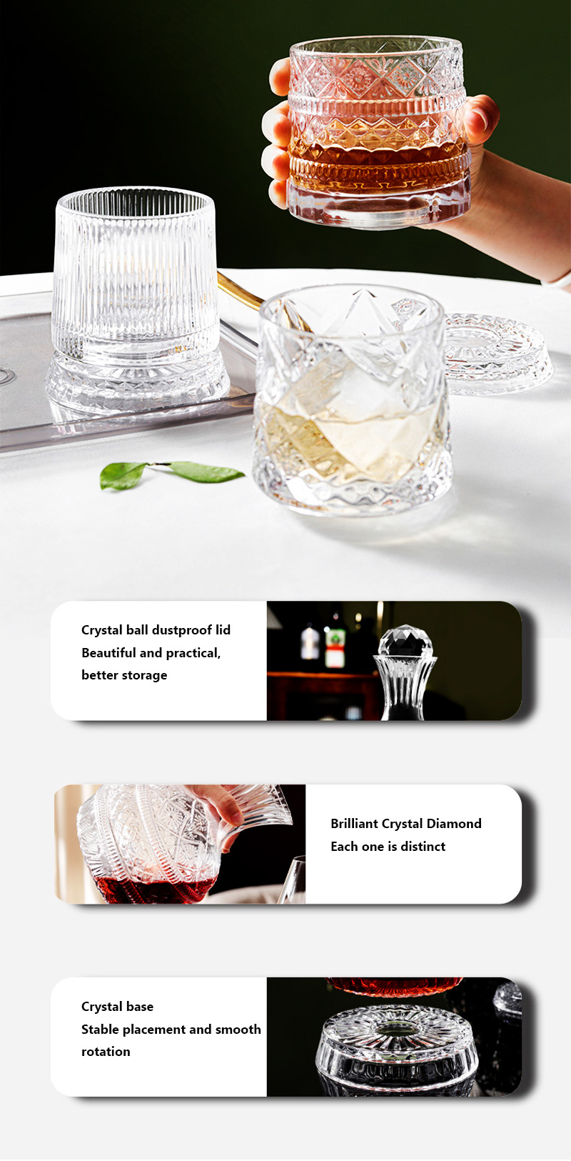 Decantador de vinho giratório  - Glass Decanter Whiskey avaliação e preço